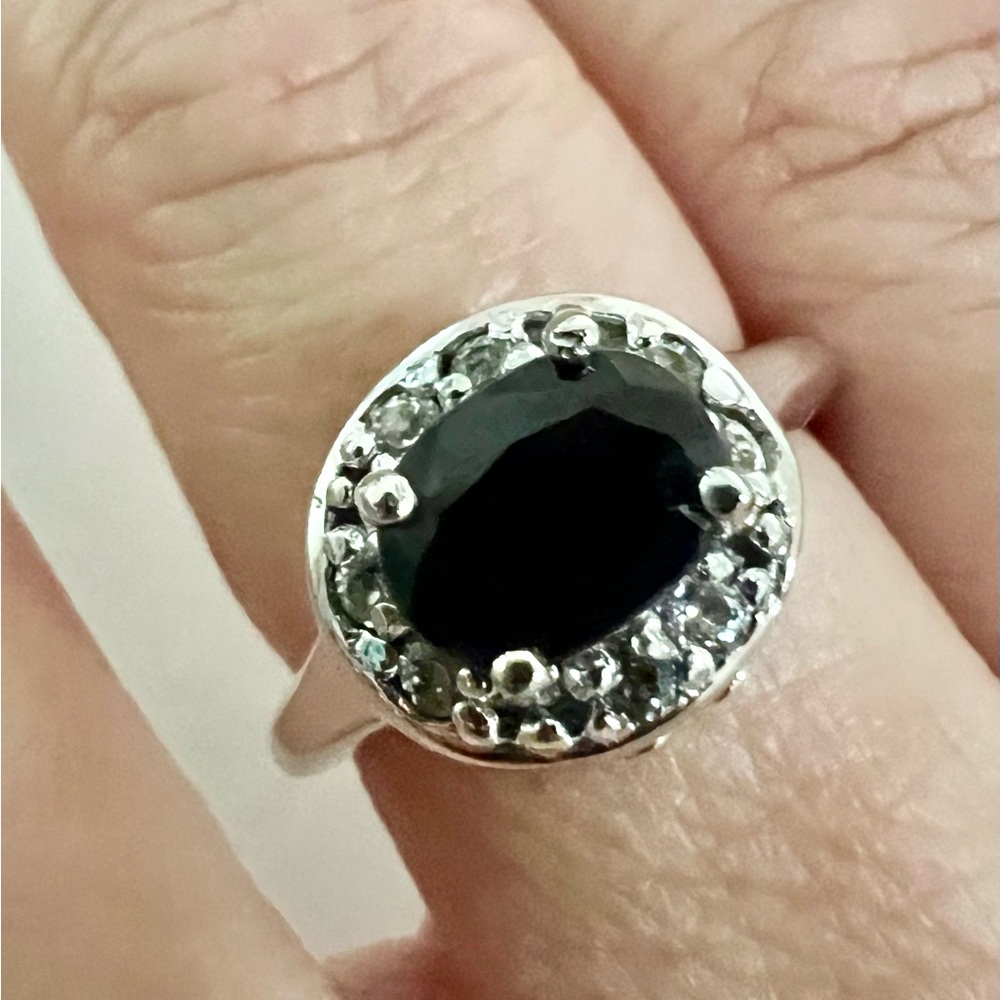 Sterling Silver Dark Blue Sapphire Ring